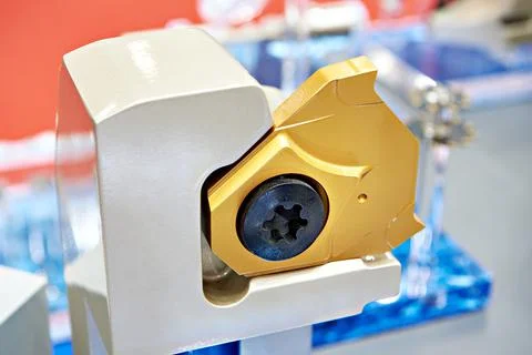 Inserts on lathe threading tool cutter Stock Photos