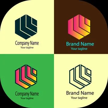 Inset Hexagon logo Stock Illustration