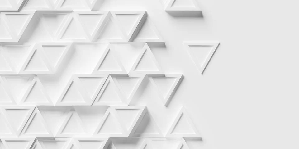 Inset random offset shifted white triangle grid geometrical background wall.. 스톡 일러스트