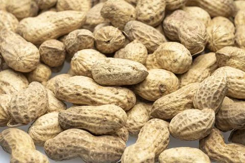 Inshell peanuts close-up, organic peanuts Stock Photos