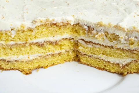Inside of an 3 layered cake Stock Photos