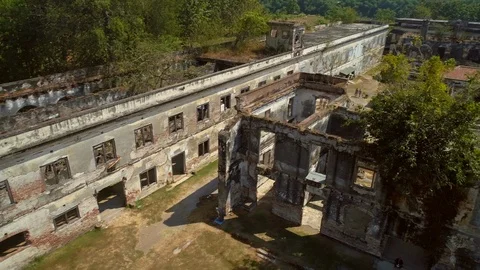 Inside 360 degree view of Van Den Bosch fort old building. Stock Footage 118235217
