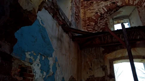 Inside of Abandoned Building With Broken Window Stock Footage 275202336