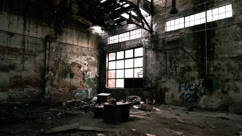 Inside of abandoned factory Stock Footage 248159039