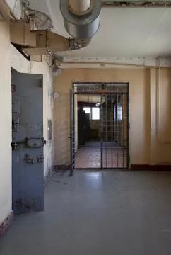 Inside of an abandoned prison Stockfoto's