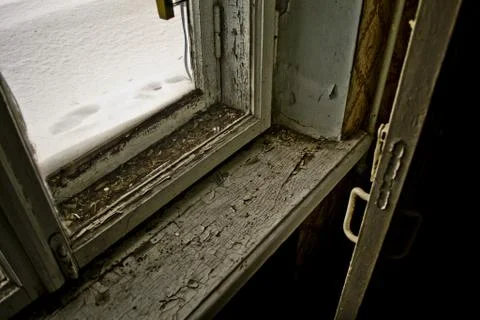 Inside the Abandoned Soviet canteen window Stock Photos