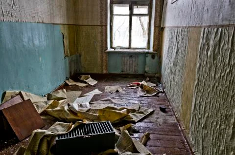 Inside the abandoned Soviet school Stock Photos