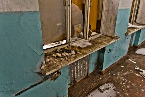 Inside the abandoned Soviet school Stock Photos