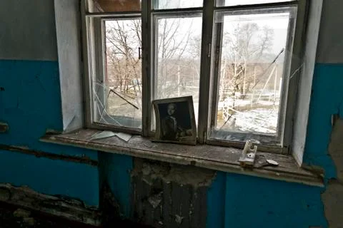 Inside the abandoned Soviet school Stock Photos