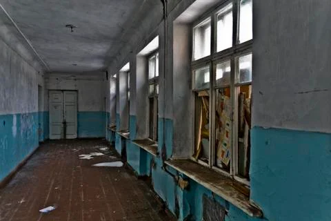 Inside the abandoned Soviet school Stock Photos