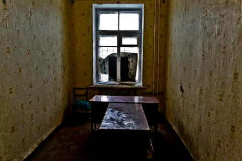 Inside the abandoned Soviet school Stock Photos