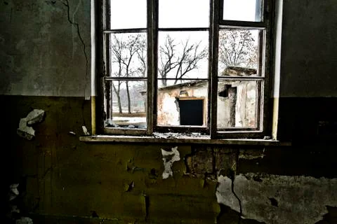 Inside the abandoned Soviet school Stock Photos