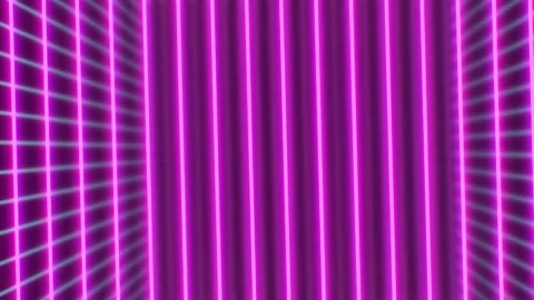Inside Abstract CMYK Colored Neon Glow Line Cube Mirror Room Rotating Stock Footage 286027246