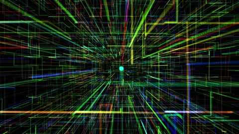 Inside an abstract digital cyberspace Stock Footage 231054923