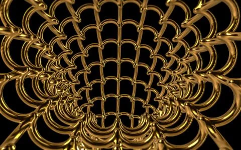 Inside of abstract golden metalic wire net Stock Illustration