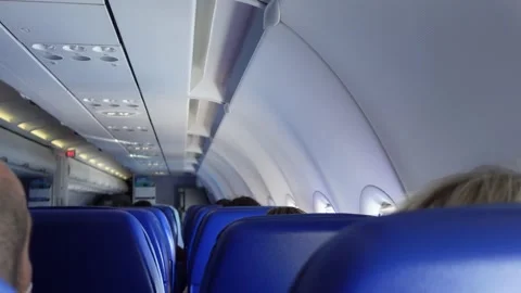 Inside the airplane during the flight Stock Footage 156654773