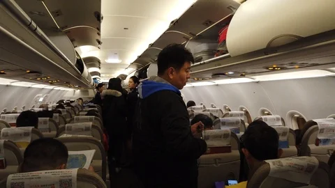 Inside airplane Stock Footage 123080766