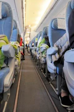 Inside an airplane Stock Photos