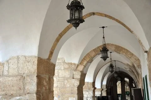 Inside of the Al Aqsa Mosque, Jerusalem Stock Photos