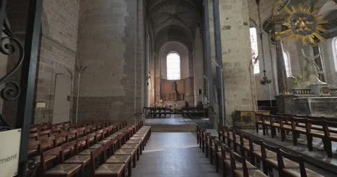 Inside Alencon cathedral building 4K video Stock Footage 298165564