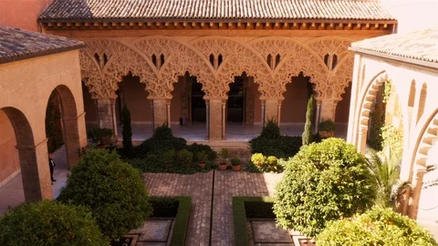 Inside the Aljafería - Palacio de la Aljafería in Zaragoza, Aragon, Spain Stock Footage 98562408