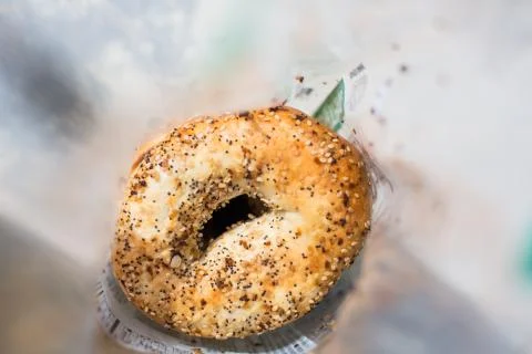 Inside all everything multigrain delicious bagel in bag poppy seeds soft and  Stock Photos
