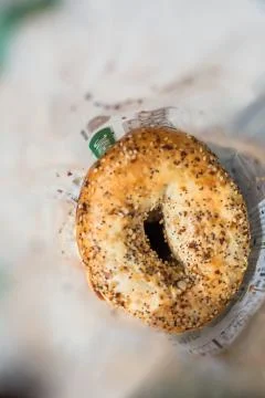 Inside all everything multigrain delicious bagel in bag poppy seeds soft and  Stock Photos