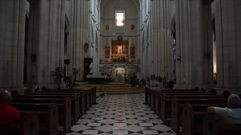 Inside Almudena Cathedral in Madrid Video stock 245331575