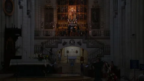 Inside Almudena Cathedral in Madrid Video stock 245331660