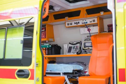 Inside an ambulance with Foto stock