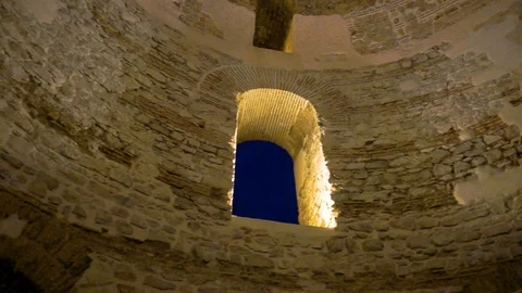 Inside an ancient antique tower with a window Stock Footage 108855971