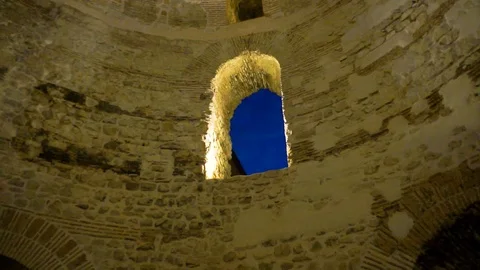 Inside an ancient antique tower with a window Stock Footage 108856036