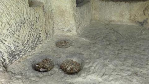 Inside of an Ancient Cave House in Remote Area of Cappadocia Stock Photos