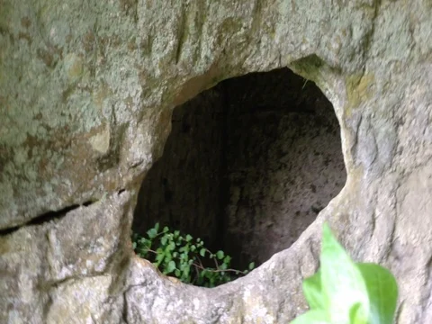 Inside the ancient cave at Mangup Kale - Crimea , Russia Stock Footage 73717294