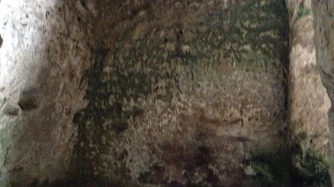 Inside ancient cave at Mangup Kale - Crimea , Russia Stock Footage 73717414