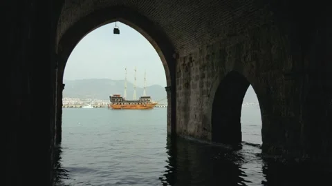 Inside the ancient shipyard Stock Footage 256315386