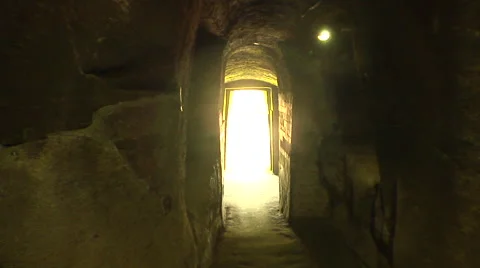 Inside the ancient temple, getting to the light Stock Footage 41379899