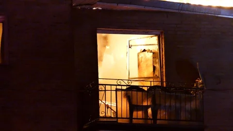 The inside of an apartment completly on fire Stock Footage 105276418