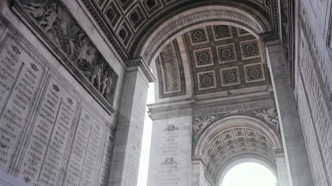 Inside the Arc de Triomphe, One of the Most Famous Monuments in Paris. 4K. Stock Footage 275456631