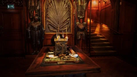 Inside the armoury room interior Stock Footage 139409161