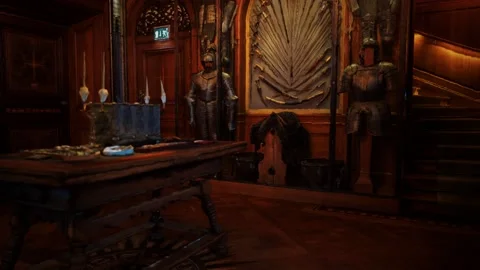 Inside the armoury room interior Vídeo Stock 147325291