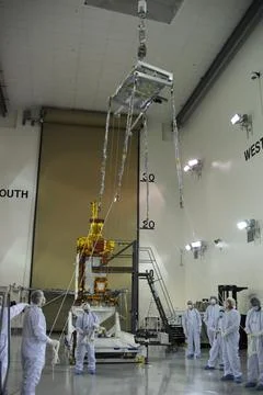 Inside the Astrotech payload processing facility on Vandenberg Air Force Ba.. 库存照片