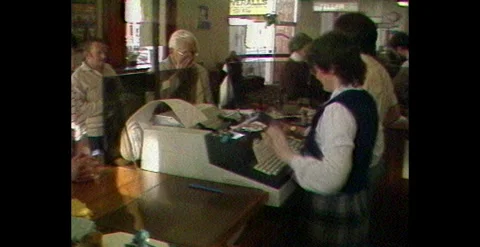  Inside Australian Bank Branch – Teller Counters and Public Area (1983) Stock Footage 310484661