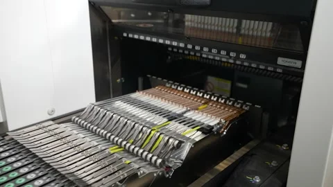 Inside an automated system. Semiconductor and Chip Factory Stock Footage 258641445