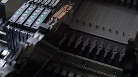 Inside an automated system. Semiconductor and Chip Factory. Automated Processor  Stock Footage 258641451
