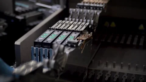 Inside an automated system. Semiconductor and Chip Factory. Automated Processor  Stock Footage 258641461