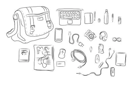 Inside Bag hand drawing illustration Stock Illustration