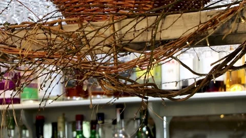 Inside bar sticks with lights pythouse kitchen gardens wiltshire Vídeo Stock 137397751