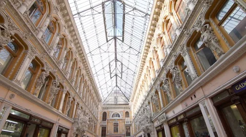 Inside of baroque style old hotel, Passage, Odessa, Ukraine Video stock 60328230