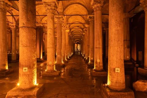 Inside of Basilica Cistern Stock Photos